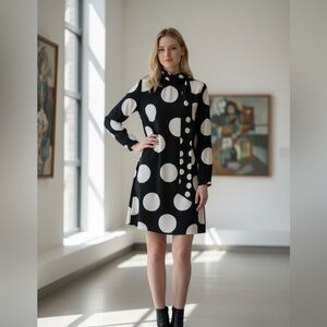 Valentino Polka Dot Long Sleeve Dress -